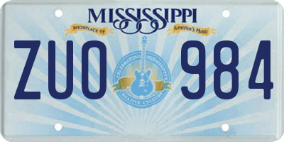 MS license plate ZUO984