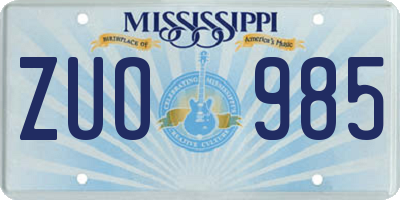 MS license plate ZUO985