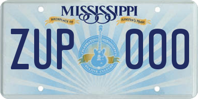 MS license plate ZUP000