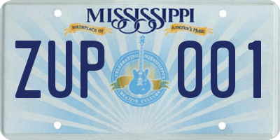 MS license plate ZUP001