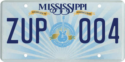 MS license plate ZUP004