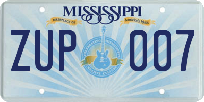 MS license plate ZUP007