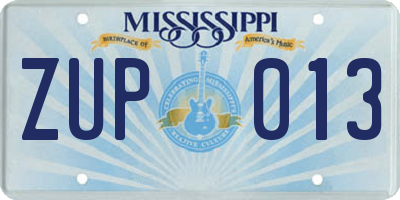 MS license plate ZUP013