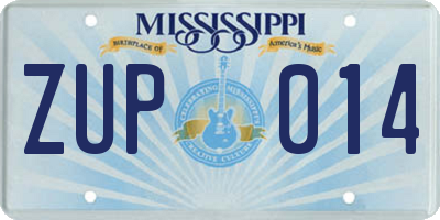 MS license plate ZUP014