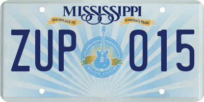 MS license plate ZUP015