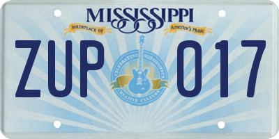 MS license plate ZUP017