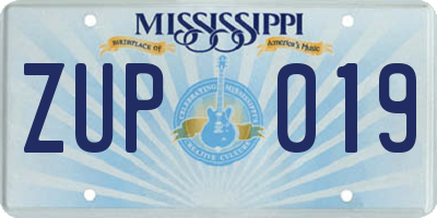 MS license plate ZUP019
