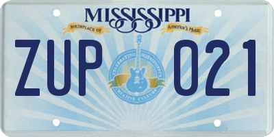 MS license plate ZUP021