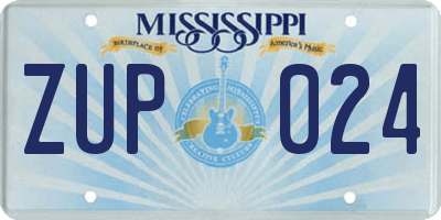 MS license plate ZUP024