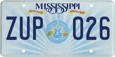 MS license plate ZUP026