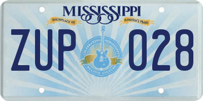 MS license plate ZUP028