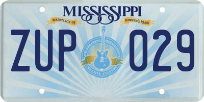 MS license plate ZUP029