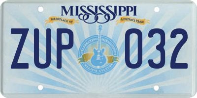 MS license plate ZUP032