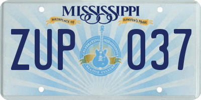 MS license plate ZUP037