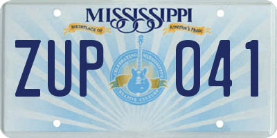 MS license plate ZUP041