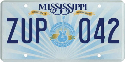 MS license plate ZUP042