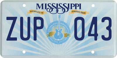 MS license plate ZUP043