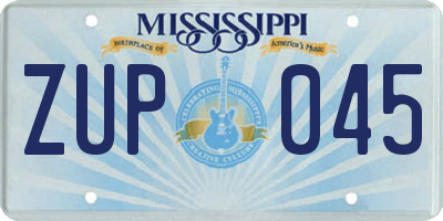 MS license plate ZUP045
