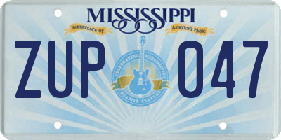 MS license plate ZUP047