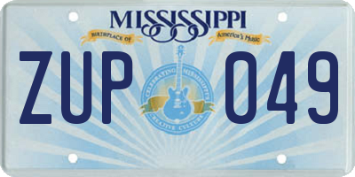 MS license plate ZUP049