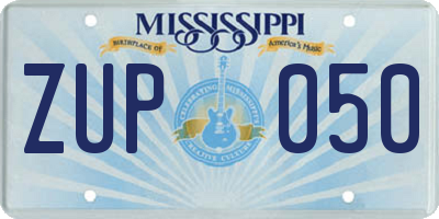 MS license plate ZUP050