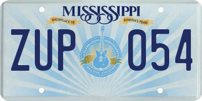 MS license plate ZUP054