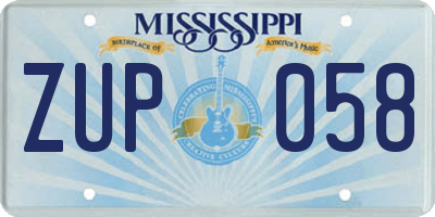 MS license plate ZUP058