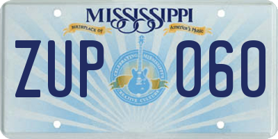 MS license plate ZUP060