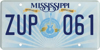 MS license plate ZUP061