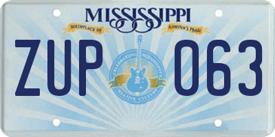 MS license plate ZUP063