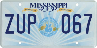 MS license plate ZUP067