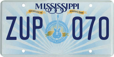 MS license plate ZUP070