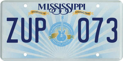 MS license plate ZUP073