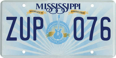 MS license plate ZUP076