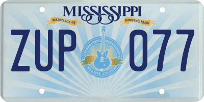 MS license plate ZUP077