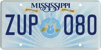 MS license plate ZUP080