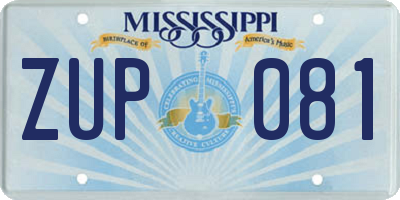 MS license plate ZUP081