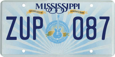 MS license plate ZUP087
