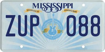 MS license plate ZUP088