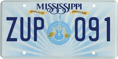 MS license plate ZUP091