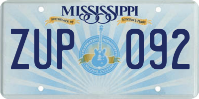 MS license plate ZUP092