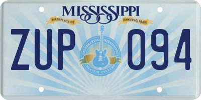 MS license plate ZUP094