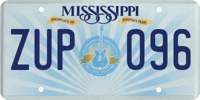 MS license plate ZUP096