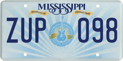MS license plate ZUP098