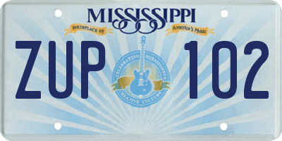 MS license plate ZUP102