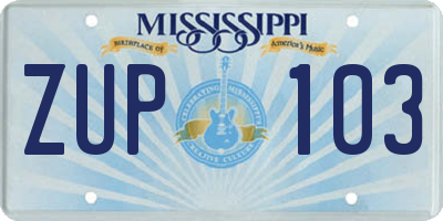 MS license plate ZUP103