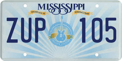 MS license plate ZUP105