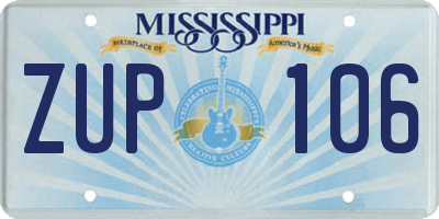 MS license plate ZUP106