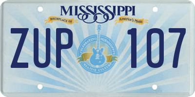 MS license plate ZUP107
