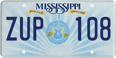 MS license plate ZUP108